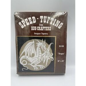 Vintage Rug Crafters Speed Tufting Dragon Tapestry Kit 36x36 Designer 1981 New‎